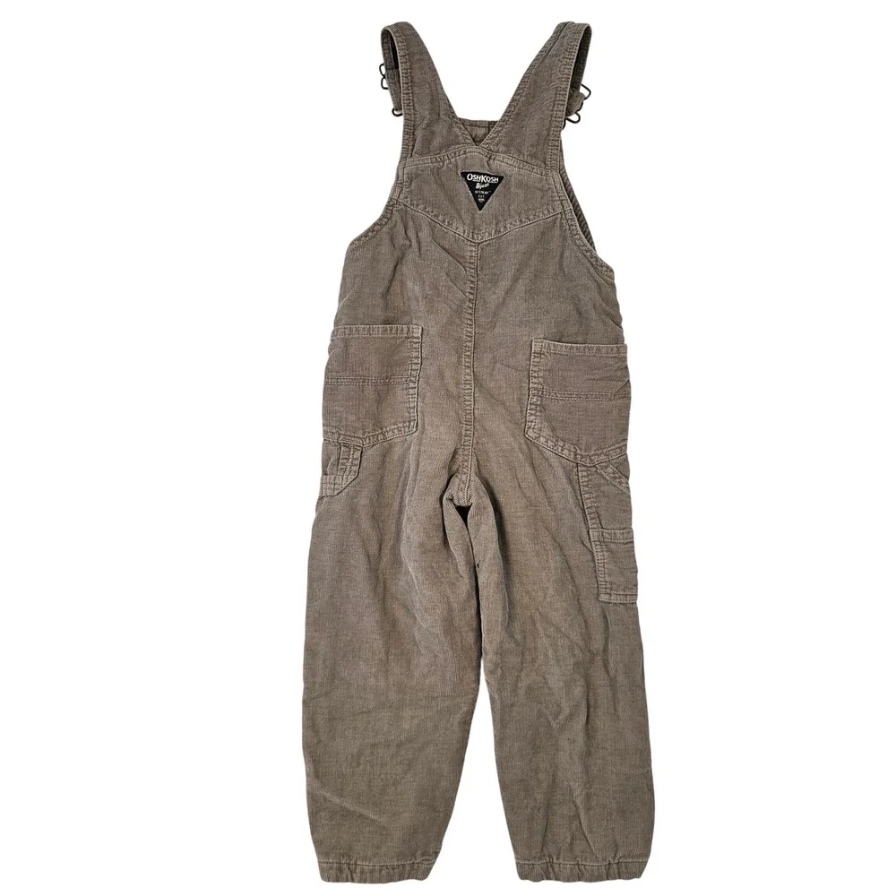 OshKosh Bgosh Toddler Boys 4T Brown Corduroy Flannel Lined Overalls OSH11771GP